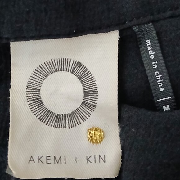 Anthropologie Akemi + Kin Tunic Top Size M Black Sheer Ruffle Pin Tuck Flowy - Picture 8 of 10